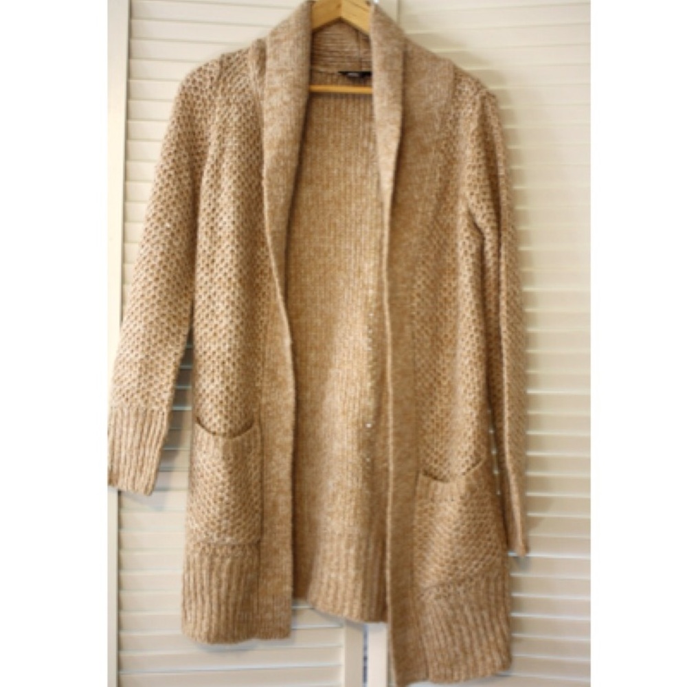 Long Beige Wrap Sweater